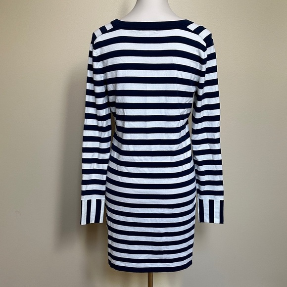 Minnie Rose Preppy Navy and White Striped Long Sleeve Dress - Picture 4 of 4